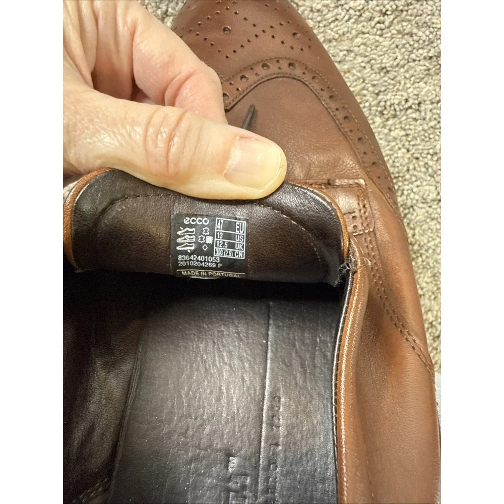 ECCO Men's Size‎ 13 47 St. 1 Hybrid Patterned Leather Oxford Shoes Brown